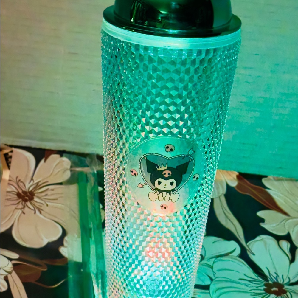 Kuromi Green/Clear Diamond Pattern Mickey light up Tumbler